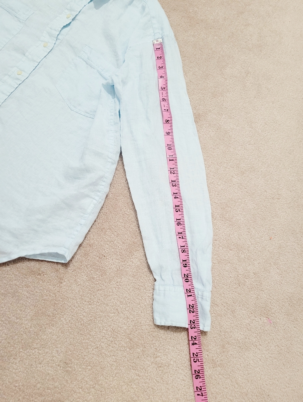 GAP 100% Linen Shirt Women’s Large Baby Blue Button Down Lightweight Relaxed Fit - Picture 9 of 11